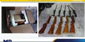 Rifles encontrados en las diligencias del armamento robado del Ministerio Público (MP). Foto La Hora: MP