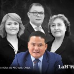 El juez Fredy Orellana y los magistrados de la Junta de Disciplina Judicial, quienes podrían recomendar su destitución. Arte La Hora: Alejandro Ramírez.