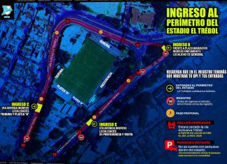 Mapa de los ingresos al estadio El Trebol para el partido de Guatemala vs Panamá. Foto La Hora: FFG
