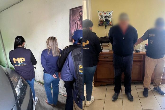 Capturados tras allanamientos del MP por caso de falsedad material, falsedad ideológica y casos especiales de estafa. Foto La Hora: MP