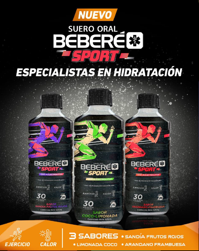 Beberé Sport la bebida de hidratación con deliciosos sabores. Foto: Cortesía Beberé Sport.