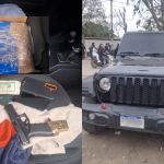 Ilícitos y armas de fuego localizadas en vehículo implicado en incidente armado en Huehuetenango. Foto La Hora: PNC