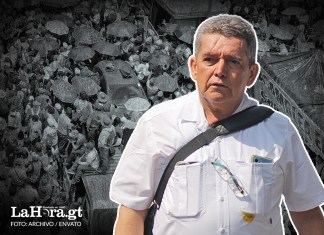 Sindicato de Trabajadores de la Educación de Guatemala (STEG), dirigido por Joviel Acevedo, en el paro magisterial contra el Ministerio de Educación (Mineduc. Foto La Hora