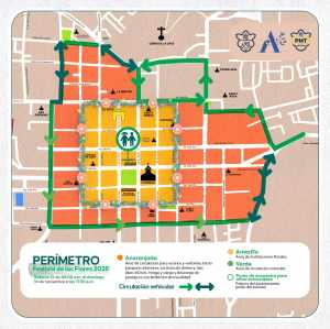 Mapa oficial del perímetro de circulación para el Festival de las Flores.