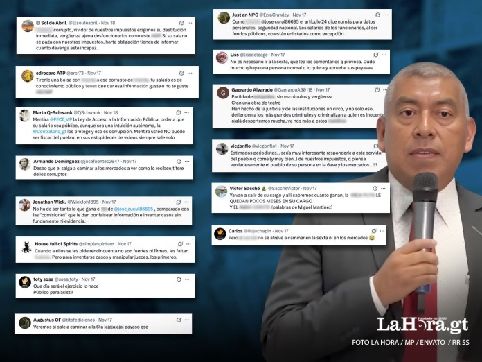 Popularidad de Curruchiche Los aplausos que no llegaron: comentarios de X contradicen el relato de popularidad de Curruchiche. Diseño La Hora: Roberto Altán.