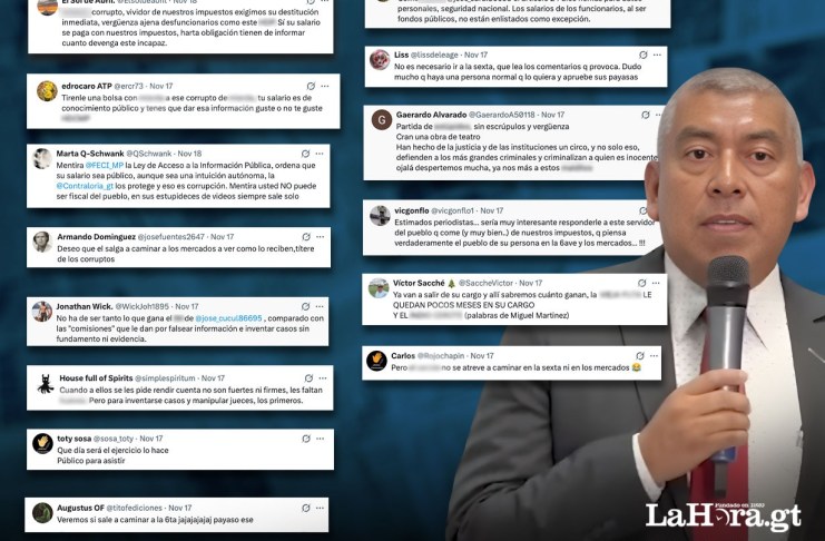 Los aplausos que no llegaron: comentarios de X contradicen el relato de popularidad de Curruchiche. Diseño La Hora: Roberto Altán.