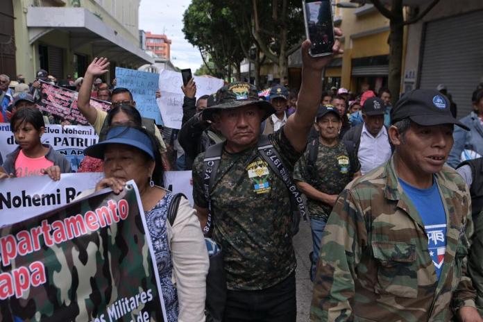 Quiénes son los veteranos y expatrulleros que protestan en Guatemala y cuáles son sus demandas Foto: La Hora/ Fabricio Alonzo