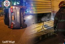 Vehículo vuelca en zona 13 y bomberos sofocan incendio en vivienda de la zona 21 Bomberos Municipales