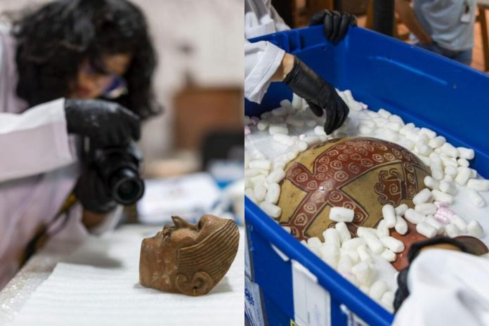 piezas culturales desembalaje MCD inicia proceso de revisión de piezas culturales devueltas desde México por residente guatemalteca.