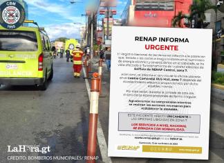 RENAP informa atención irregular por fallas eléctricas tras conato de incendio en su sede central Foto: Renap/ Bomberos Municipales