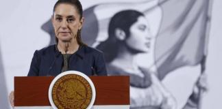 La presidenta de México, Claudia Sheibaum, habla durante una rueda de prensa en el Palacio Nacional en Ciudad de México (México). Foto: La Hora: EFE/Sáshenka Gutiérrez
