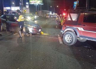 La Policía Municipal de Santa Catarina Pinula informó del percance vial que dejó una persona fallecida en el kilómetro 14.5 carretera a El Salvador. Foto La Hora: PMT Santa Catarina Pinula