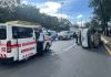 El vehículo quedó volcado a inmediaciones de la colonia 4 de Febrero. Foto La Hora: CVB