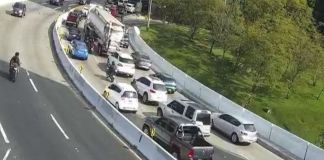 Alta carga vehicular reportada en Carretera a El Salvador. Foto La Hora: MuniGuate