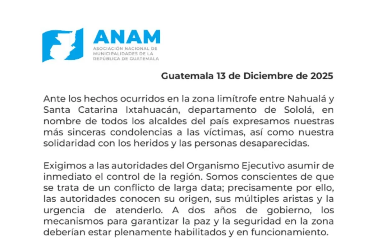 Anam sobre lo ocurrido en Nahualá: «Es momento de que el Ejecutivo deje las excusas»