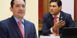 El magistrado del TJE, Mario Morazán, y el consejero del CNE, Marlon Ochoa. Foto La Hora: RR.SS.