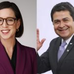 Exfiscal de indultos del Departamento de Justicia de Estados Unidos, Elizabeth Oyer y expresidente hondureño Juan Orlando Hernández. Foto: La Hora.