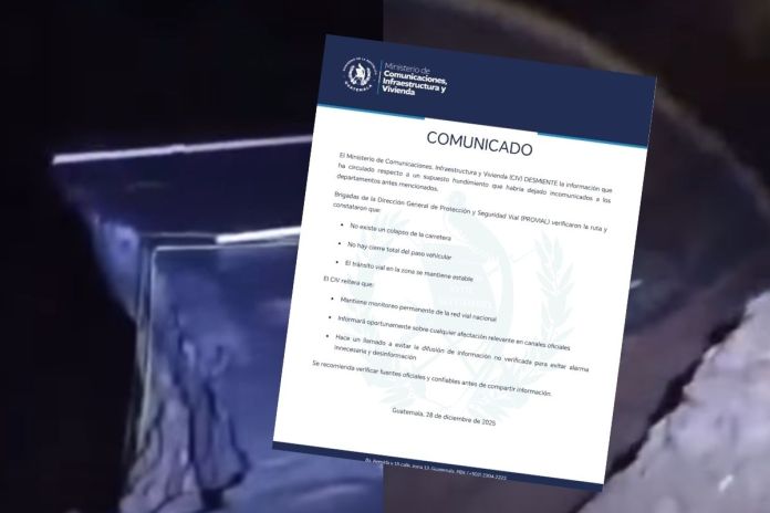 CIV desmiente supuesto hundimiento en carretera que conecta a Quetzaltenango y Retalhuleu. Foto La Hora: CIV / RR.SS.