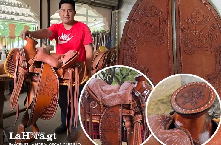 Montadura artesanal guatemalteca, elaborada por Óscar Carrillo, que llegó al Vaticano como obsequio para el Papa León XIV.