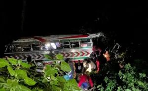 Bomberos reportan accidente colectivo de bus en el km 172 de la ruta Interamericana