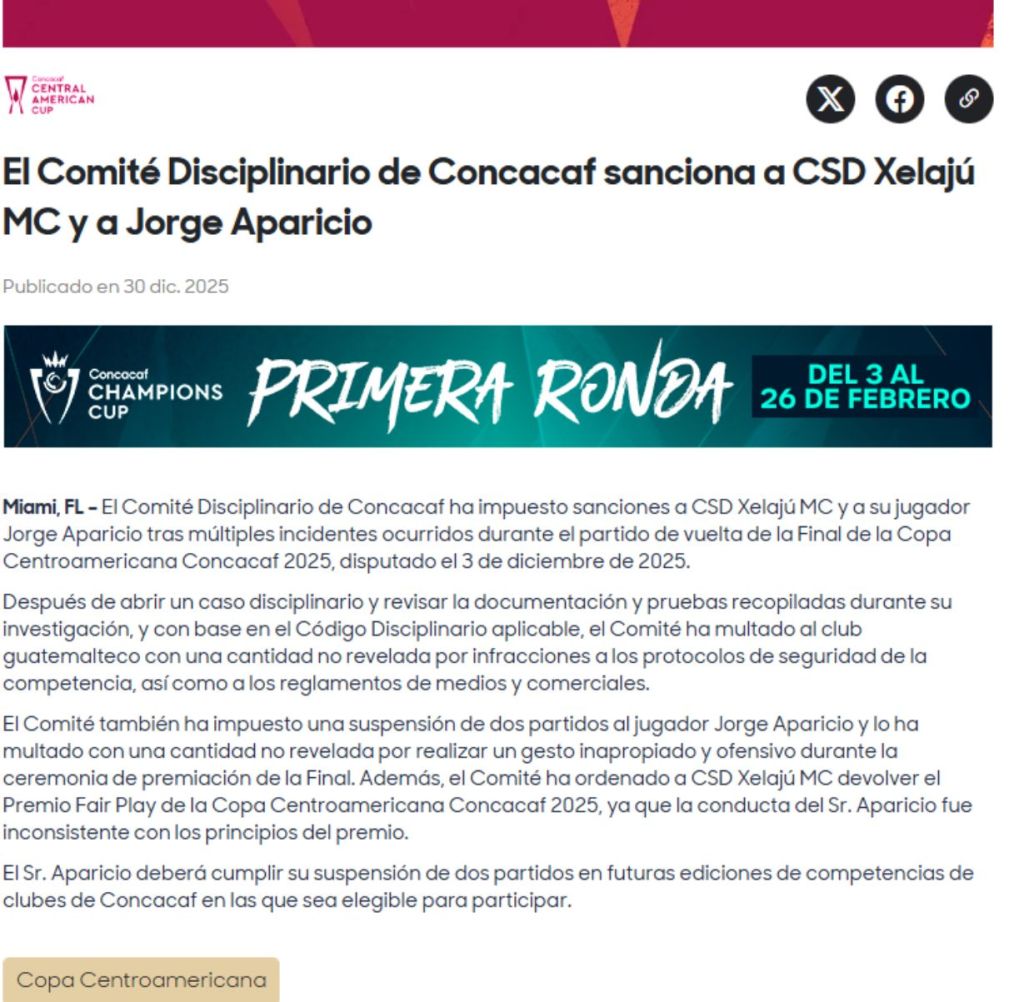 Foto La Hora: captura de pantalla Concacaf