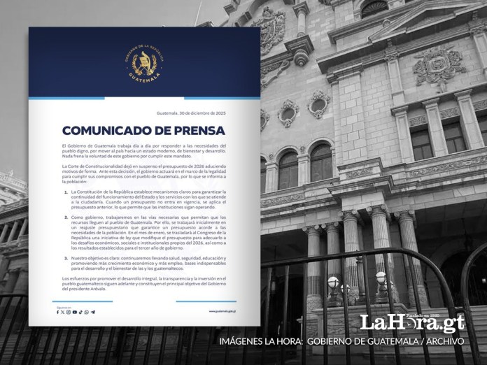 El gobierno de Guatemala anunció que en enero presentará una iniciativa de ley que modifique el presupuesto para adecuarlo.