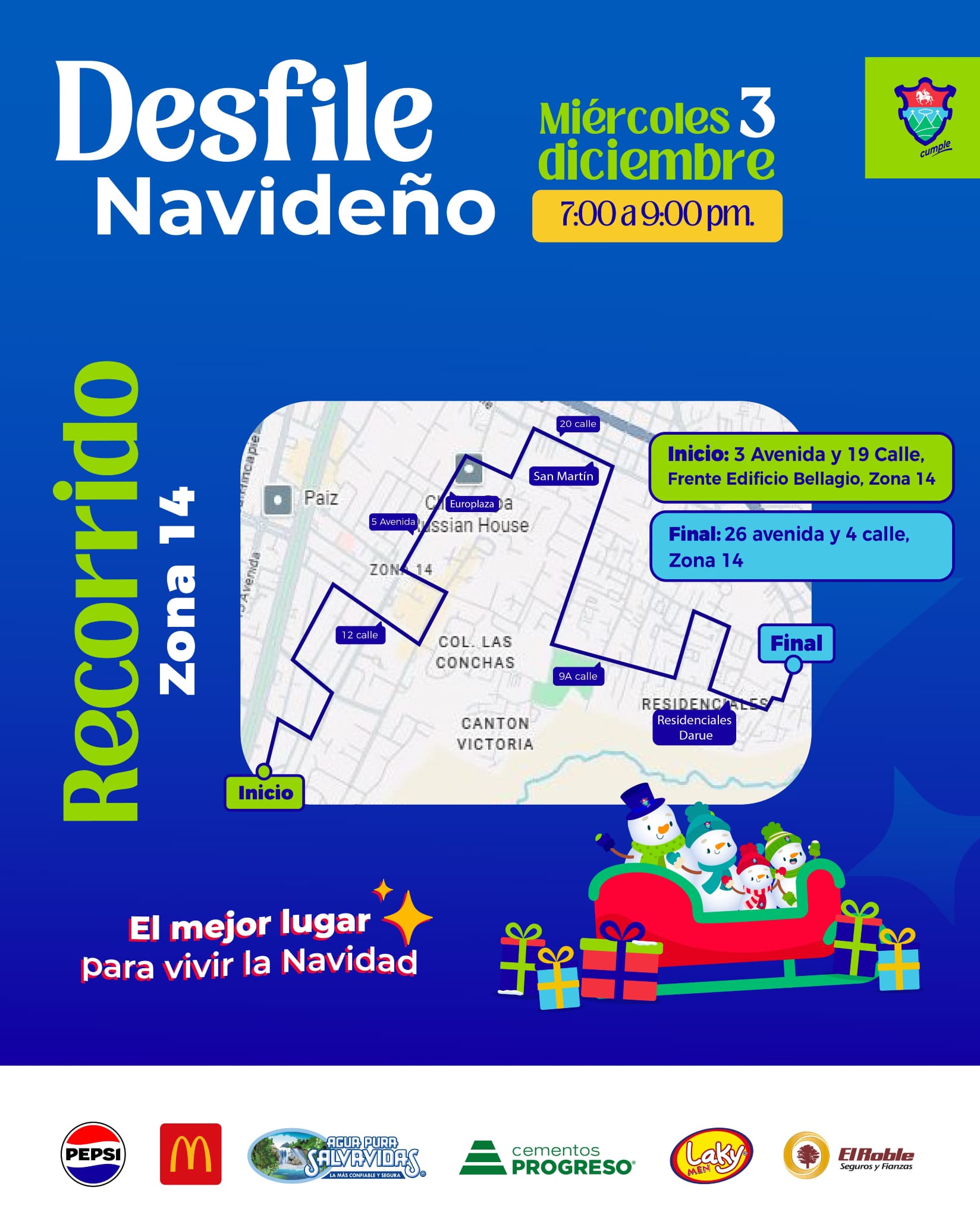 Imagen del mapa con información del desfile navideño.
