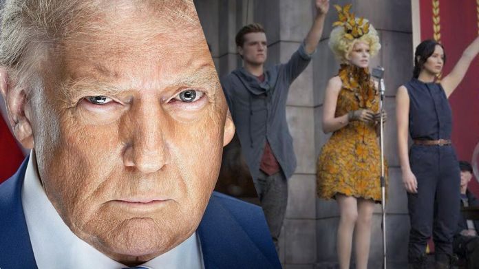 Donald Trump y los Juegos del Hambre Donald Trump y los «Juegos Patrióticos», que han sido comparados a «Los Juegos del Hambre». Foto La Hora: RRSS