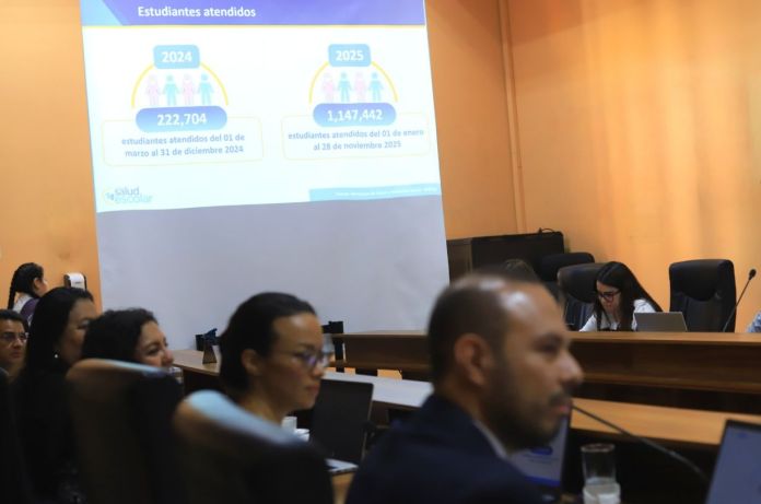 Mineduc_ La cartera de Educación presentó los datos ante el presidente Bernardo Arévalo y autoridades de Salud. Foto La Hora: Mineduc