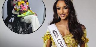 Miss Jamaica, Gabrielle Henry, regresó a su país tras permanecer varios días bajo observación médica, luego de sufrir una aparatosa caída durante una de las pasarelas del certamen de Miss Universo Foto: La Hora/ @DamionMitch/ @SVElClarin