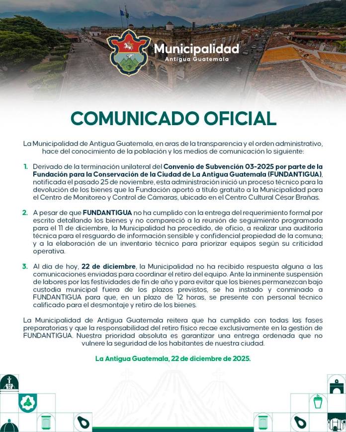 Muni Antigua comunicado