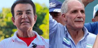 Combo de fotografías de archivo de los candidatos presidenciales hondureños Salvador Nasralla (i) y Nasry Asfura (d), durante actos de campaña, en Tegucigalpa (Honduras). Foto: La Hora/ EFE/Gustavo Amador