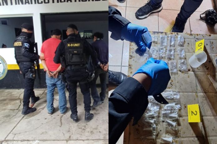 Operativo contra presuntos puntos de venta de droga Capturas e ilícitos localizados tras operativo contra presuntos puntos de venta de droga en Petén. Foto La Hora: PNC