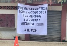 “El Ruso” y “El Toño”: Los alias colocados en mantas tras enfrentamiento fronterizo Manta colocadas en San Marcos, por el Cartel de Sinaloa (CDS). Foto La Hora: RR.SS.