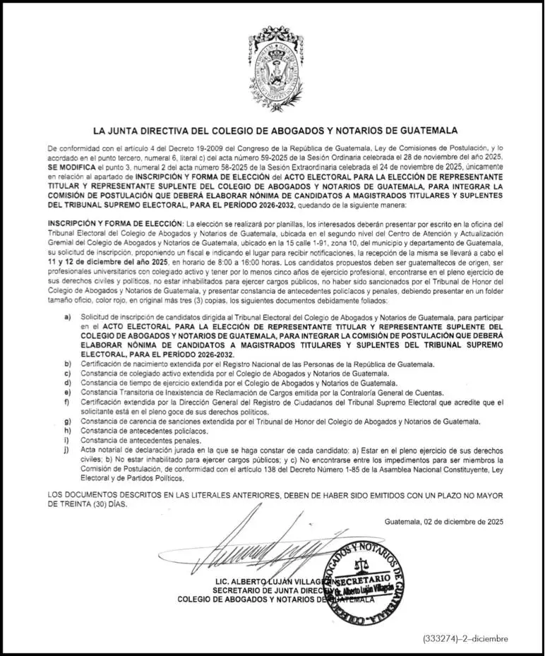 Publicación del CANG en el Diario Oficial. Foto La Hora