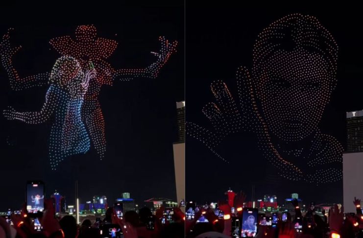Show de drones realizado en Las Vegas por la última temporada de Stranger Things. Foto La Hora: Captura de pantalla