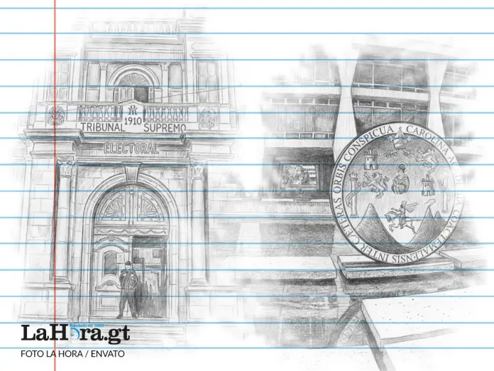 TSE y CSU en el comunicado de la OEA Tribunal Supremo Electoral (TSE) y Consejo Superior Universitario (CSU) en el comunicado de la Organización de Estados Americanos. Arte La Hora: Roberto Altán.