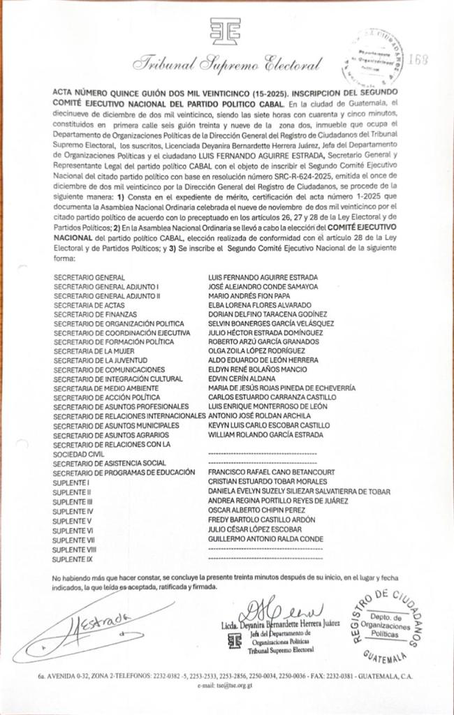 Conformación del Comité Ejecutivo Nacional de Cabal. Foto: Cortesía