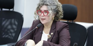 La ministra de Economía, Gabriela García, explica los compromisos para eliminar los aranceles impuestos por Estados Unidos. Foto: Congreso de la República