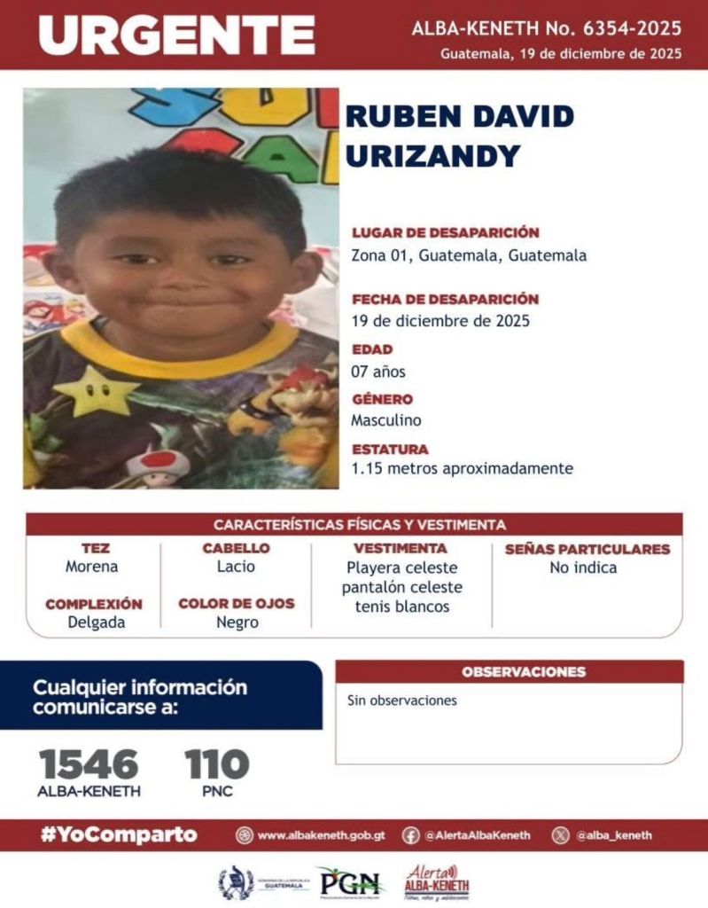 Un menor desapareció por la noche de este viernes 19 de diciembre en la Plaza de la Constitución, según dio a conocer la PGN. Foto La Hora: PGN