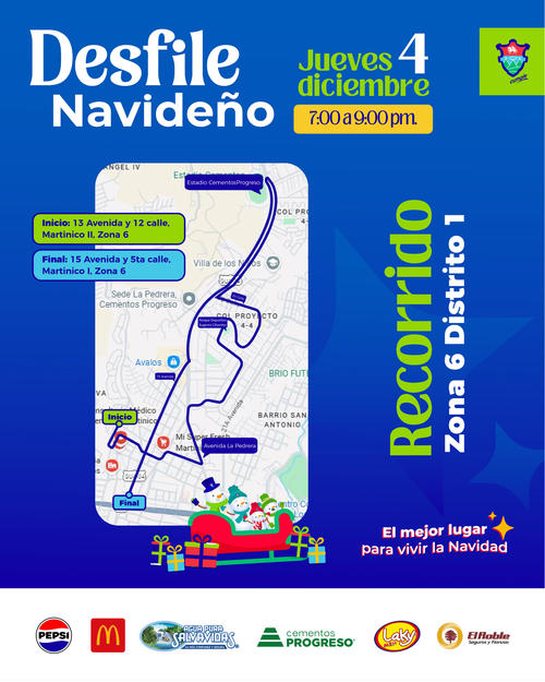Mapa del recorrido a realizar este jueves 4 de diciembre.
