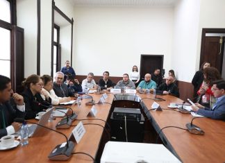 La viceministra de Desarrollo Social, Claudia Valenzuela, explica la ruta para inscribir a los transportistas para el subsidio para adultos mayores en buses. Foto: Congreso de la República