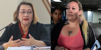 La jueza Abelina Cruz y María Marta Castañeda Torres, pareja de El Lobo, máximo líder del Barrio 18.