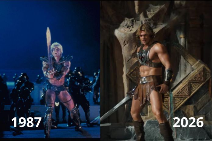 Comparación de caracterización de He-Man de 1987 y 2026. Foto La Hora: Canon/ Sony 