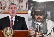 El presidente Bernardo Arévalo y el presidente de Venezuela, Nicolás Maduro, siendo trasladado a Nueva York tras su captura. Foto La Hora: Presidencia y EFE.