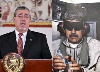 El presidente Bernardo Arévalo y el presidente de Venezuela, Nicolás Maduro, siendo trasladado a Nueva York tras su captura. Foto La Hora: Presidencia y EFE.