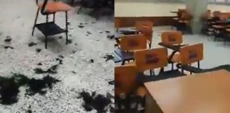 El estado en que quedó uno de los salones. Foto La Hora: Captura.