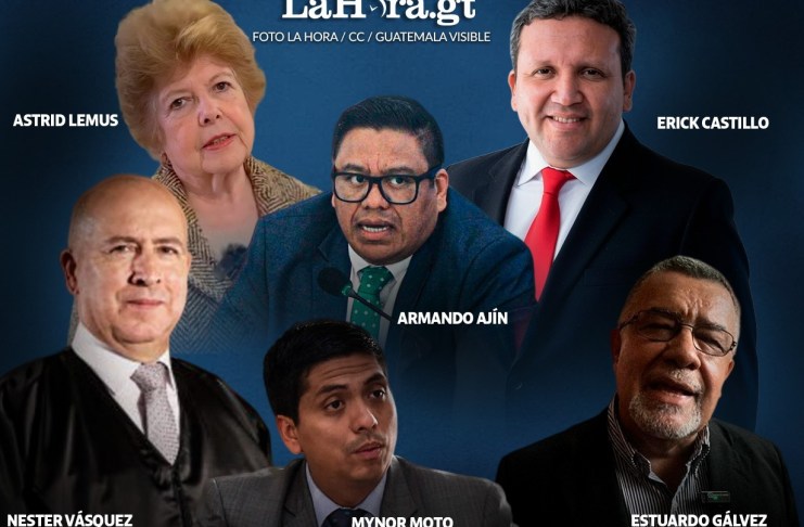 Los abogados Astrid Lemus, Erick Castillo, Nester Vásquez, Armando Ajín, Estuardo Gálvez y Mynor Moto son los primeros abogados que han mostrado interés por ser magistrados de la CC por el Colegio de Abogados y Notarios de Guatemala. Foto La Hora: Roberto Altán