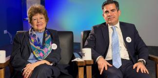 Los candidatos a magistrados a la Corte de Constitucionalidad Astrid Lemus y Luis Fernando Bermejo en entrevista con La Hora. Foto La Hora: Víctor García.