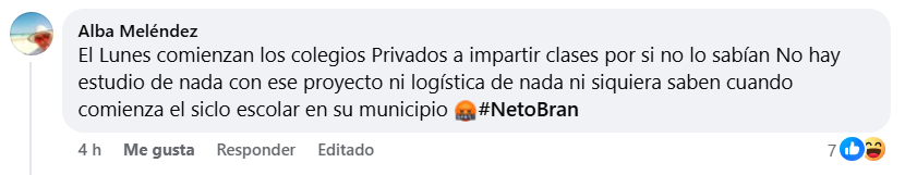 Comentario por parte de Alba Meléndez.